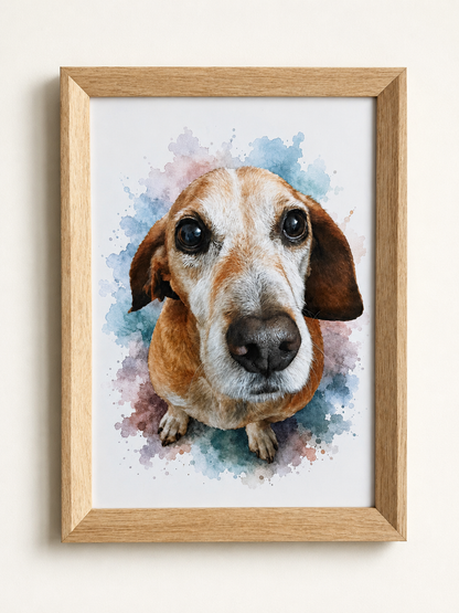 Cuadro Personalizado de Mascota - Acuarela